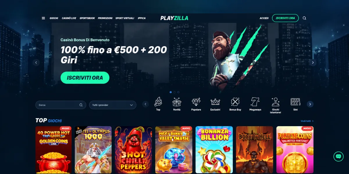 PlayZilla Casino bonus benvenuto 100% fino a 500 euro e migliori slot online