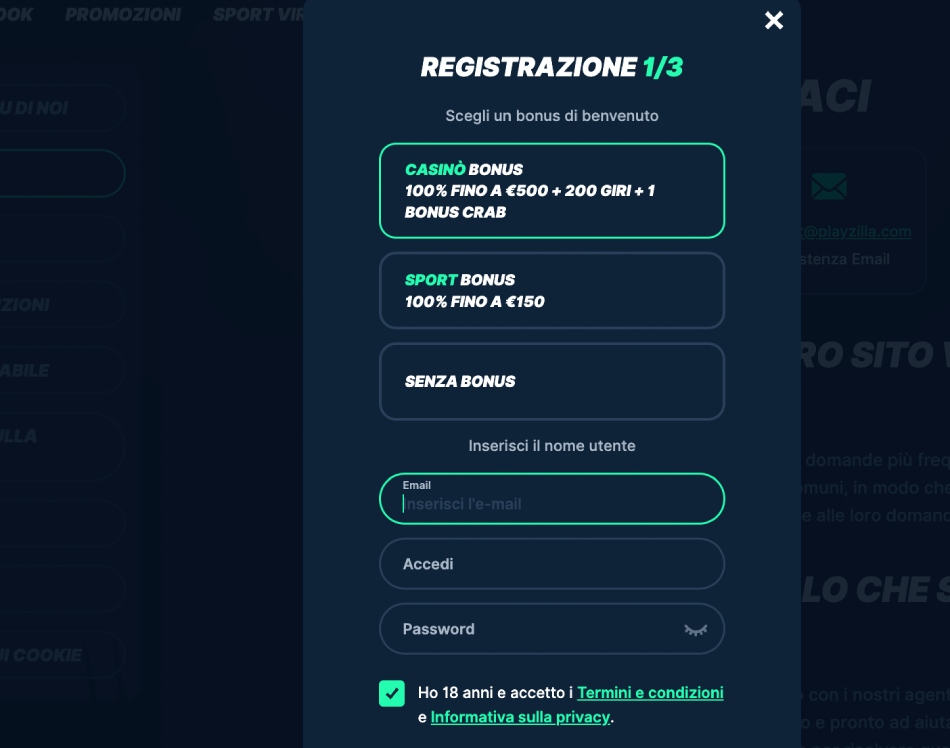 Registrati su PlayZilla